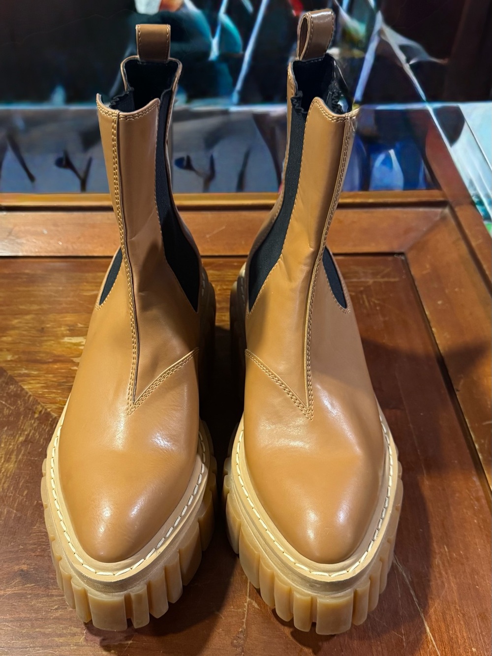 Stella McCartney Emilie Chunky Chelsea Boots Women’s Size 41 Brown Camel Color - Picture 2 of 8